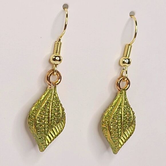 Hand Crafted Jewelry - New Hand Crafted Pretty Yellow Shell Hook Earrings 14K Gold Plated